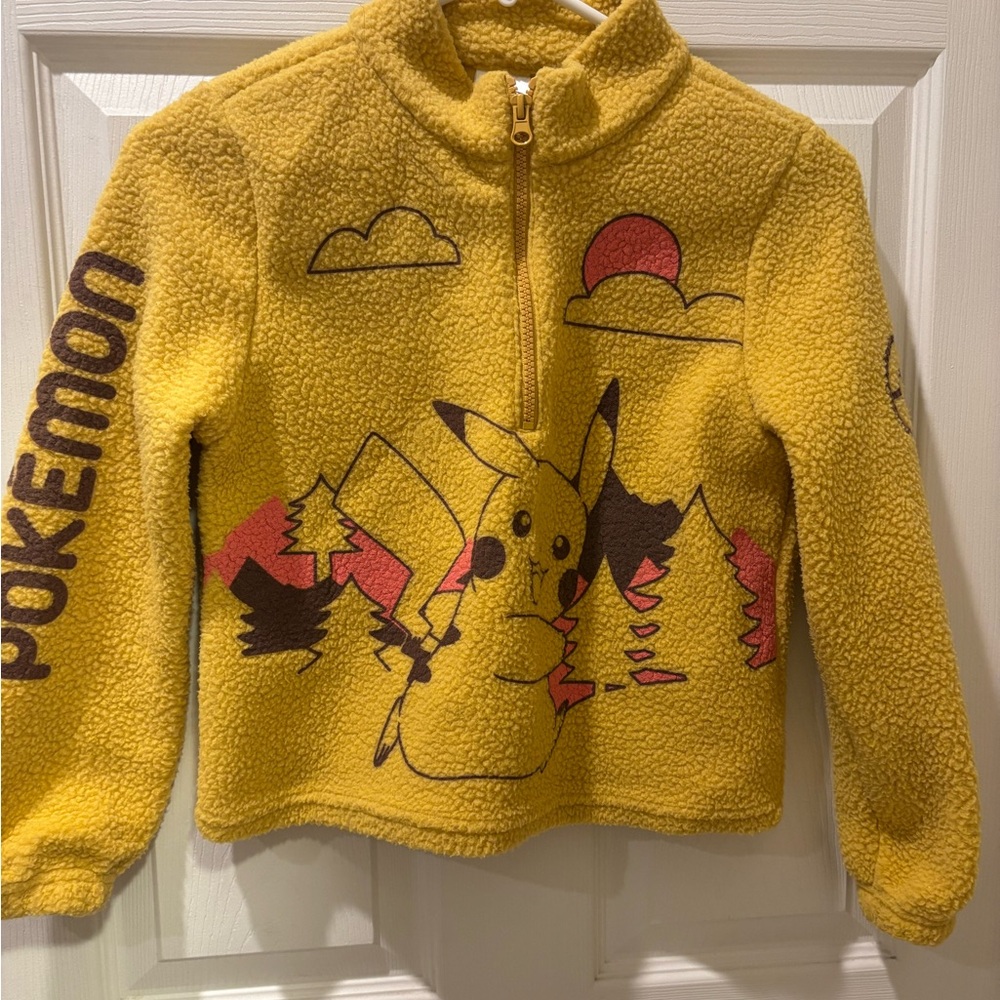 Pokemon Kids Yellow Fleece Hoodie with Pikachu Design